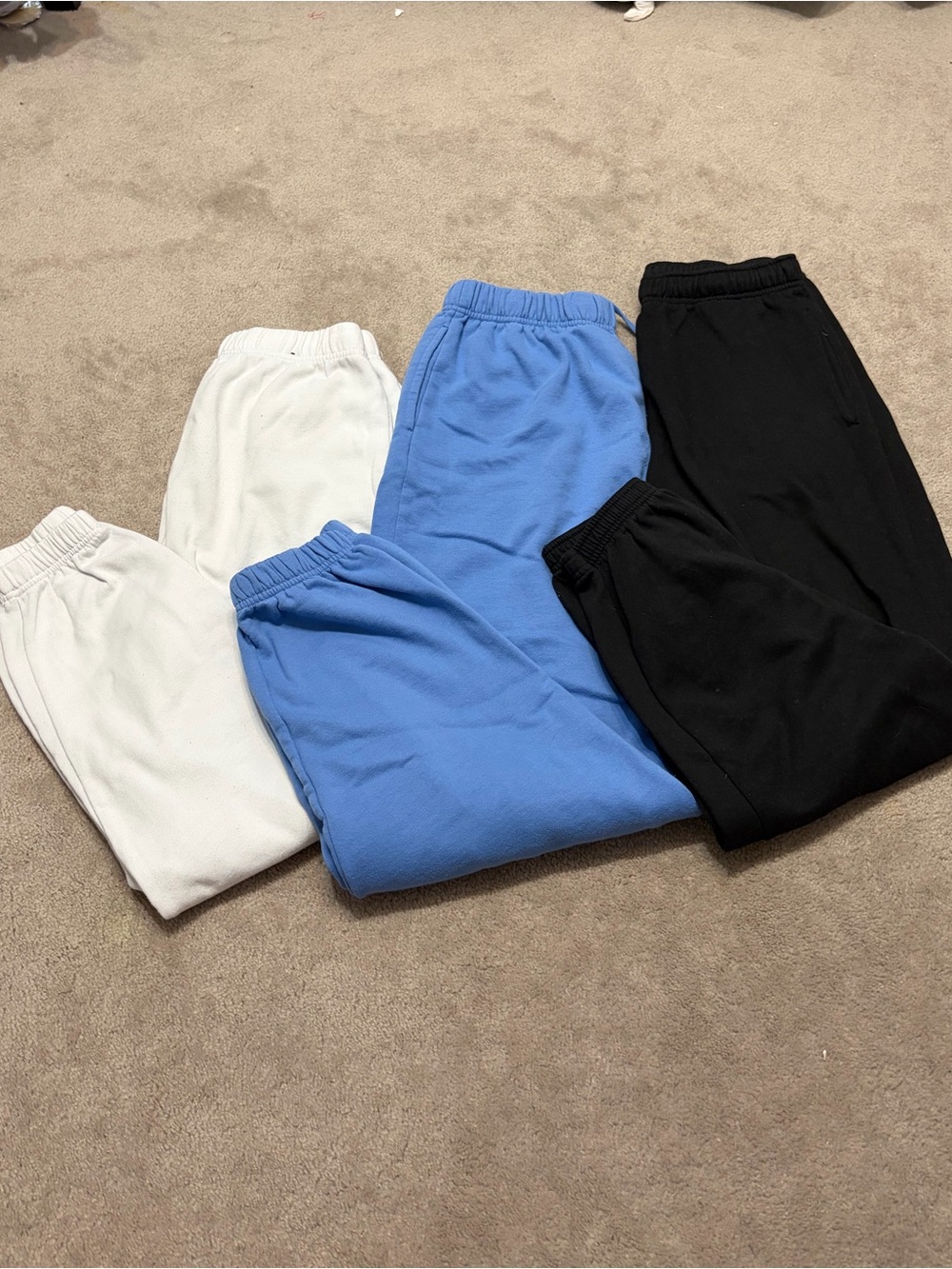 Women’s Elastic Waist, Cuffed Sweat Pants - White, Blue, Black